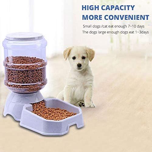 Dog Cat Large Automatic Feeder Bowl Food Water Dispenser Non-Spill Pet Container Flatware 3.8L - Black for Water Apple