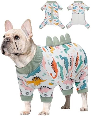 CuteBone Dinosaur Costume Dog Pajamas, Stretchy Spandex Crystal Velvet Sleepwear Coat for Small Dogs, Soft & Warm Pet Outfit Clothes for Cold Weather, Cozy Pullover Design COSP17XS by CuteBone