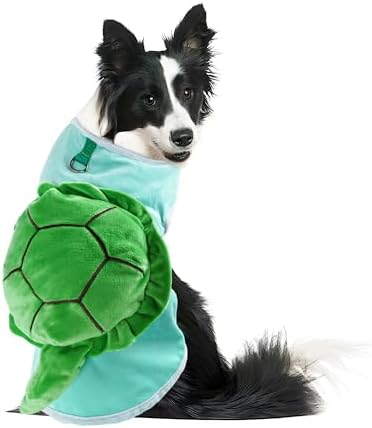 NACOCO Halloween Dog Turtle Costume - Pet Christmas Cosplay Clothes Puppy Funny Winter Warm with D-Ring Soft Coat Outfit Apparel Vest for Small Medium Large Dogs (Green, L) by HOME