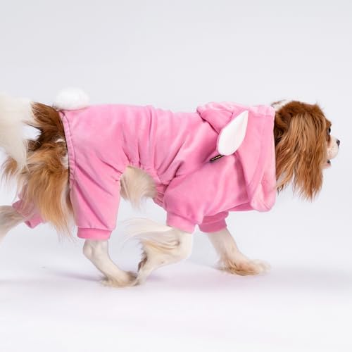 Fitwarm Dog Halloween Bunny Costumes, Funny Dog Hooded Pajamas, Doggy Clothes for Small Dogs Boy Girl, Pet Apparel, Pink, White, Medium - Image 4