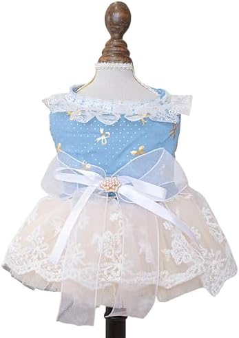 Fashion Sweet Puppy Dog Blingbling Princess Skirt Pet Dog Lace Cake Camisole Tutu Dress I-Blue L by MaruPetyourkidsfriends