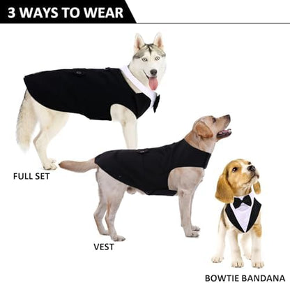Dog Tuxedo for Small Dogs, Dog Suit and Bandana Set, Dog Costume Outfit - Image 2