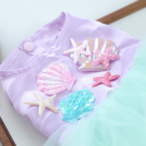 Handmade Floral Dog Dress with Bow, Princess Lace Pet Dress for Small Dogs and Cats, Lightweight Puppy Outfit M-sea X-Small - Image 3