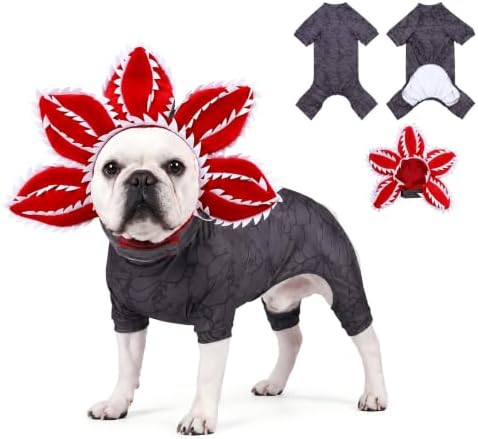 2 Pcs Halloween Carnivorous Flower Dog Costume Separated Funny Hat, 2XL by Tallew