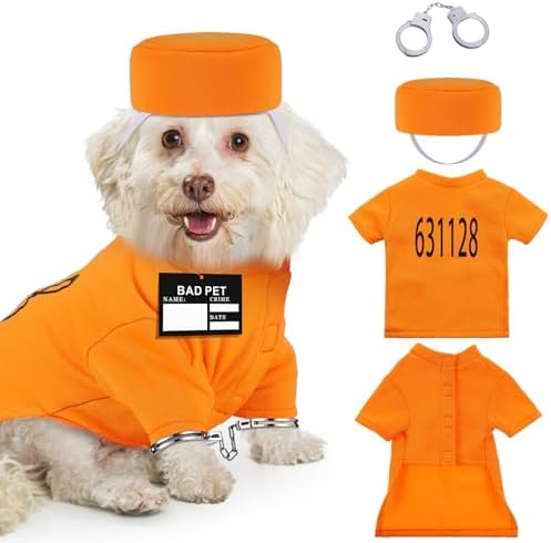 Cozypower 4 Pcs Halloween Dog Prisoner Costumes Accessories, S by Cozypower