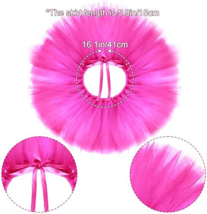 Pet Costume Set Tutu Skirt with Pearl Crown for Small Dog Cat Halloween Birthday Wedding Photo Prop Costume (Rose Red) - Image 3