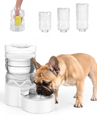 Heouvo 1.7 Gal Gravity Dog Water Dispenser, Wide-Mouth, No Filter, White