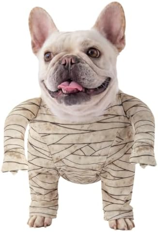 CuteBone Mummy Dog Halloween Costume Soft Stretch Bandage Outfit with 3D Long Sleeve Easy Velcro Back Closure Cosplay Party Clothes for Small Medium Dogs GBZ08S by CuteBone
