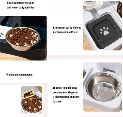 Automatic Pet Feeders and Water Dispenser, Small Pet Feeder and Waterer, with Removable Stainless Steel Bowl, for Cats & Dogs