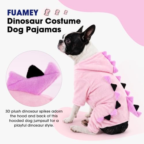 FUAMEY Dinosaur Dog Costume, Halloween Plush Pajamas Hooded Dog Jumpsuit - Image 2