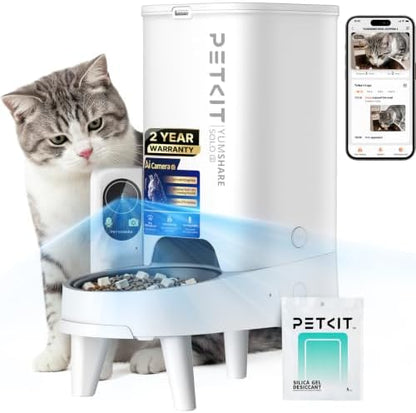 PETKIT Automatic Cat Feeder with Camera, Upgraded Multi-Cat Recognition, 2.4G&5G WiFi Pet Feeder with Freshness Preservation,3L Timed Food Dispenser with Low Food Sensor,Night Vision Motion Capturing