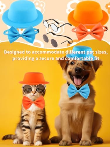 Halloween Blue and Orange Top Hat Dog Cat Costume Accessories Set - Image 7