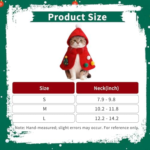 Dog Christmas Costumes Pet Cape with Hood, Cute Pet Costumes for Cats Dogs, Fluffy Dog Costume Cat Clothes for Holiday Party and Photos,（Red/L - Image 3