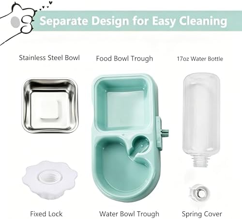 Hanging Dog Bowls, Cage Automatic Cat Food and Water Bowl Set
