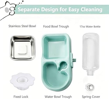 Hanging Dog Bowls, Cage Automatic Cat Food and Water Bowl Set