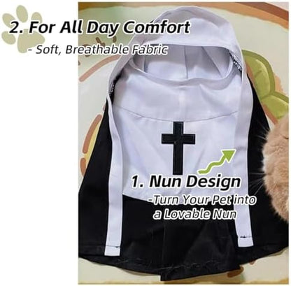 MANON ROSA Cat Halloween Costume, Funny Nun Dress for Cats & Small Dogs, S - Image 4