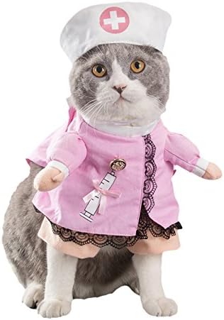 WeeH Dog Costume Clothes Halloween Cat Costumes Small Animal Funny Pets Clothing for Doggy Kitty Rabbits Piggy (S, Nurse) by WeeH