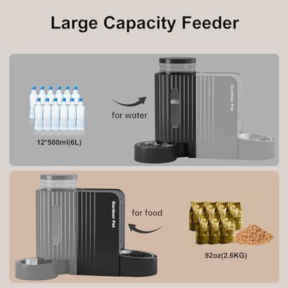 Gravity Automatic Cat Feeder, Water & Food Dispenser Set, Stainless Bowls