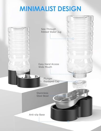Heouvo 2.5 Gal Gravity Dog Water Dispenser, Wide-Mouth, No Filter, Black