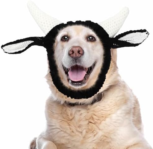 Civaner Cow Dog Costume Dog Snood Cow Costume Soft Yarn Ear Cover Muffs, L by Civaner