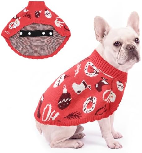 Dog Christmas Sweater Cloak, Cold Weather Coat Dog Jacket for Medium Dogs, Classic Turtleneck Thick Puppy Clothes with Leash Hole DS-DP05L by UNIPUP