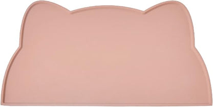 Cat Food Mat, Silicone Pet Feeding Mat for Floor Non-Slip Waterproof Dog Water Bowl Tray Cushion (20" x 12", Tea Rose)