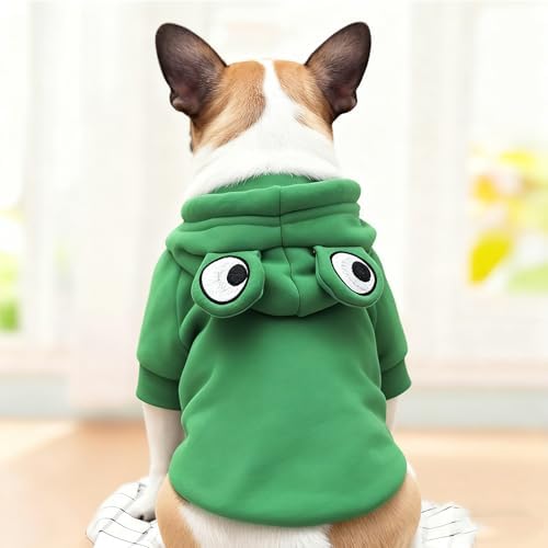 Fleece Lined Warm Dog Hoodie Sweatshirt Pet Winter Coat, Frog XS - Image 2