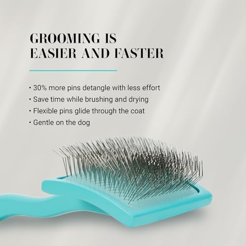 Chris Christensen Big G Dog Slicker Brush for Dogs (Goldendoodles, Labradoodles, Poodles), Groom Like a Professional, Fluff Detangle Style, Saves Time Energy, Teal, Medium - Image 3