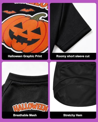 Pet Halloween T-Shirt Dog Costumes, Breathable Clothes Stretchable Shirt for Puupy or Kitten.(Orange Medium) - Image 3