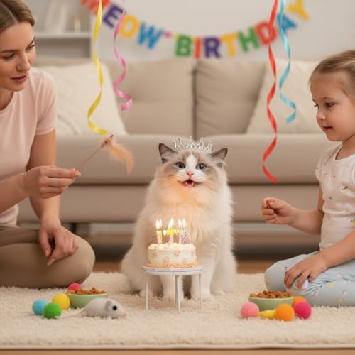 Lovelyshop Pearl Rhinestone Pet Crown for Dogs & Cats, Silver, S - Image 3