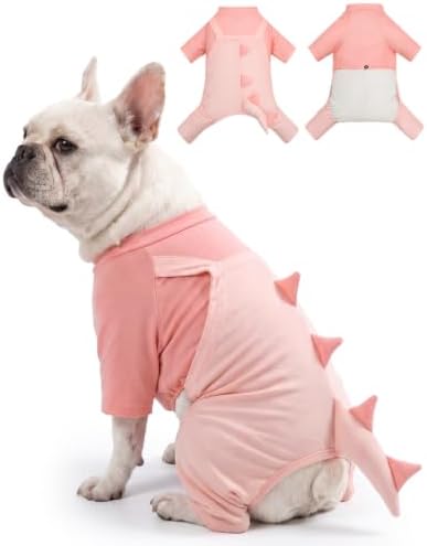 CuteBone Dinosaur Pet Costume Fake Two-Piece Overalls- Small Dog Pajamas Romper - Adorable Puppy Cat Jumpsuit Clothes COSBD04M by CuteBone