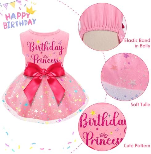 Dog Birthday Dress Dog Dress with Bowknot Tulle Birthday Princess Pet Clothes for Small Medium Large Dogs Girls Boys Cats Outfit Apparel - Image 4