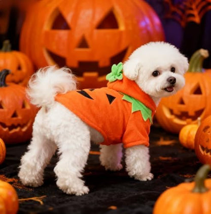 Dog Cat Halloween Pumpkin Costume, Pet Cosplay Costumes, Puppy Fleece Hoodie Coat for Small to Medium Dogs(X-Large) - Image 4