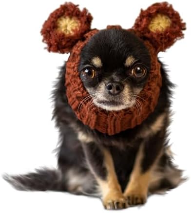 Zoo Snoods Fuzzy Bear Costume - Warm Knit Dog Snood Wrap for Pets, Neck Ear Cover Protection, Halloween Winter (Small) by ZooSnoods