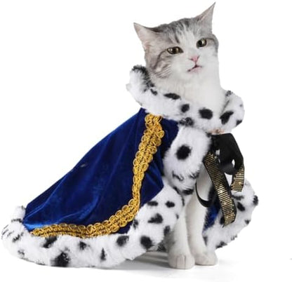 Lovelyshop Royal Velvet Pet Cloak with Fur Trim for Cats & Dogs, Blue, S by Lovelyshop