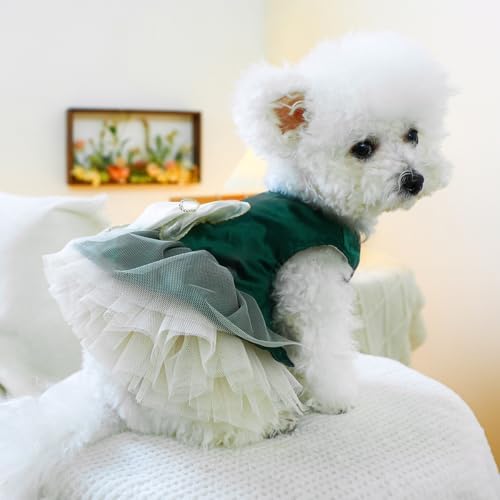 Fashion Sweet Puppy Dog Blingbling Princess Skirt Pet Dog Lace Cake Camisole Tutu Dress H-Dark Green L - Image 7