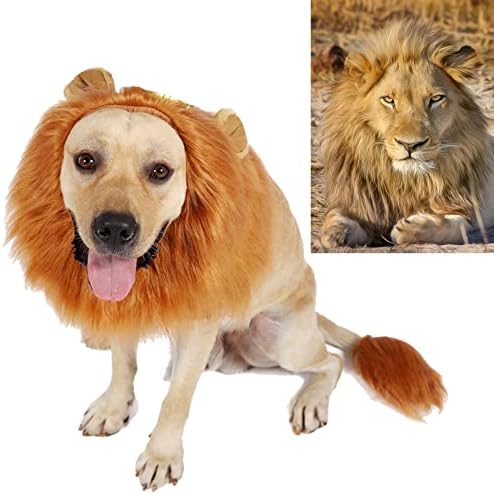 Funny Dog Cosplay Lion Brown Wig, Realistic Lion Mane Wig, Dog Lion Mane for Halloween, Christmas, Parties, Festivals, Dog Wigs for Large Dogs - Image 5