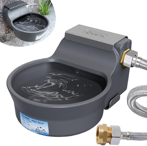 67OZ Automatic Water Dispenser for Dogs Patented Auto-Filling Dog Water Bowl Dispenser Wall-Mount Saving Space Outdoor Automatic Dog Water Feeder Includes Fixed Part Copper Connector 3/4'' Water Hose