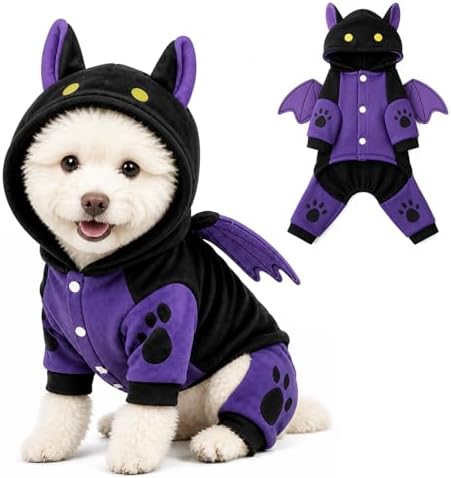 Small Dog Halloween Costume, Bat Hoodie with 3D Wings for Cats and Puppies by Unknown