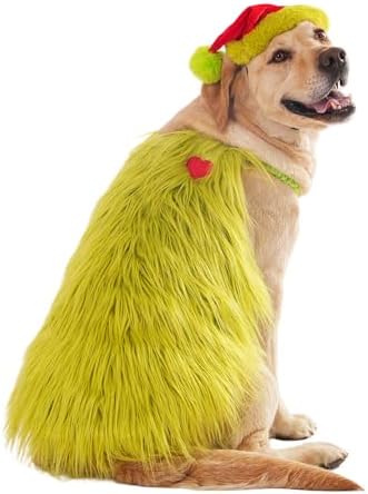 Small Large Dog Green Monster Costume with Christmas Hat,5XL by LittleDropet