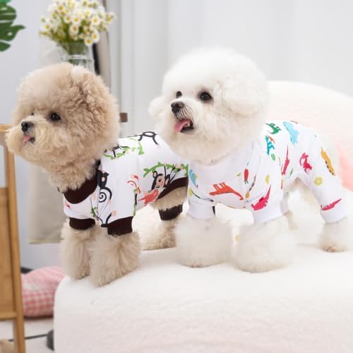 XPUDAC 4 Pack Dog Pajamas Soft Strechy Summer Doggie Clothes for Small Medium Dogs Boy Girl Dog Onesie Puppy Pjs Cat Apparel-Small - Image 4