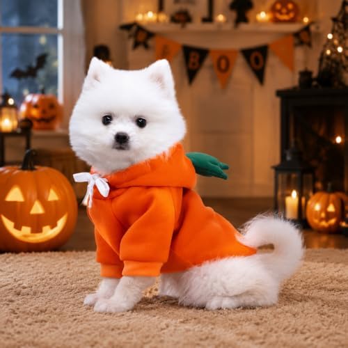 Dog Christmas Halloween Costumes,Dog Hoodies for Small Dogs Cats, Cat Puppy Outfits,Yorkie Chihuahua Pomeranian Clothes (Small, Orange-Carrot) - Image 2