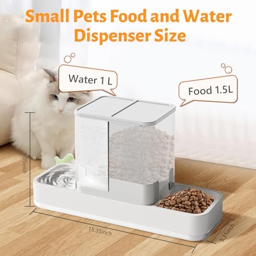Yummy Sam Automatic Small Pet Feeder and Water Dispenser, White