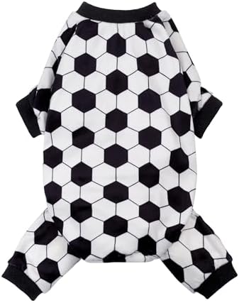 Fitwarm Soccer Dog Fleece Pajamas, Cozy Winter Clothes for Small Dogs Boy Girl, Funny Pet Clothes, Black, White, XXL by Fitwarm