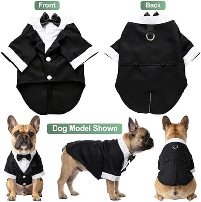 Dog Tuxedo with Bow Tie, Formal Wedding Suit for Small Medium Puppy Dogs - Image 4