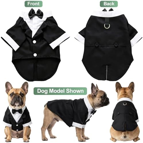 Dog Tuxedo with Bow Tie, Formal Wedding Suit for Small Medium Puppy Dogs - Image 4