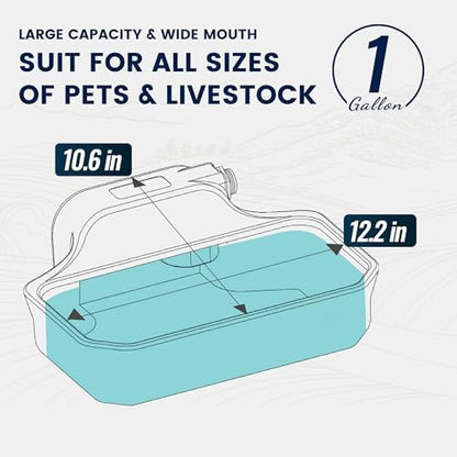 PETIMI Automatic Dog Water Dispenser, 1 Gallon Auto-Fill Dog Water Bowl Dispenser for Indoor/Outdoor, Large Water Feeder for Pets & Livestock, Fits GHT 3/4" Faucet, BPA Free, Easy to Clean, Gray