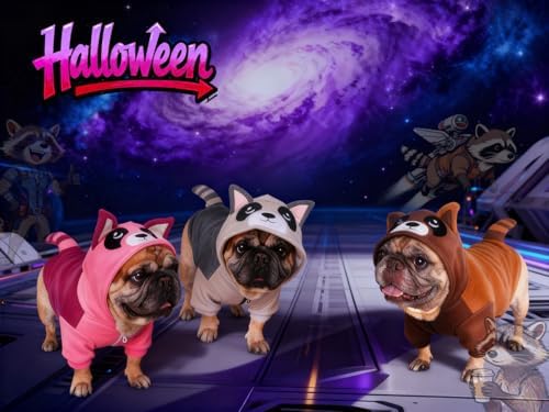 iChoue French Bulldog Halloween Raccoon Costume Clothes Hoodies Outfits, L+ - Image 5