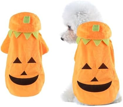 Delifur Dog Cat Halloween Pumpkin Costume Puppy Fleece Hoodie Coat for Small to Medium Dogs (XXX-Large) by DELIFUR