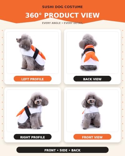 Dog Sushi Costume for Small Medium Dogs and Cats, Funny Salmon Sashimi Dog Food Costume, Adjustable Pet Outfit for Halloween Party, Dog Halloween Costumes for Puppies, Small - Image 4